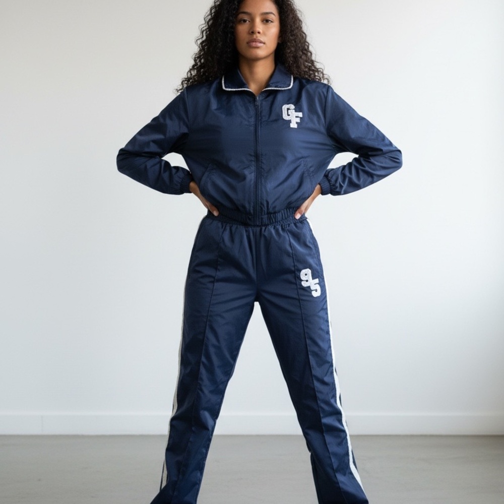 Zara Navy Women's Track Pants & Jacket Set